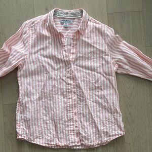 Tommy Bahama Coral and White Striped Shirt